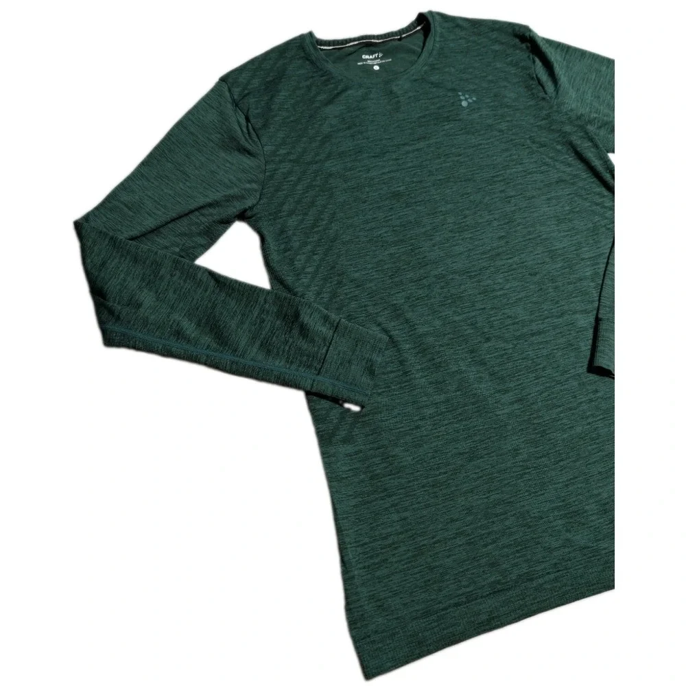 Craft Fuseknit Comfort RN LS Mens L Green Seamless Base Layer Shirt Running